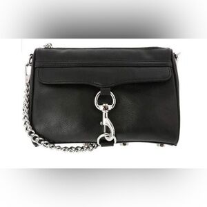 NWOT Rebecca Minkoff Black Pebbled Leather Large Mac Crossbody Clutch Bag
